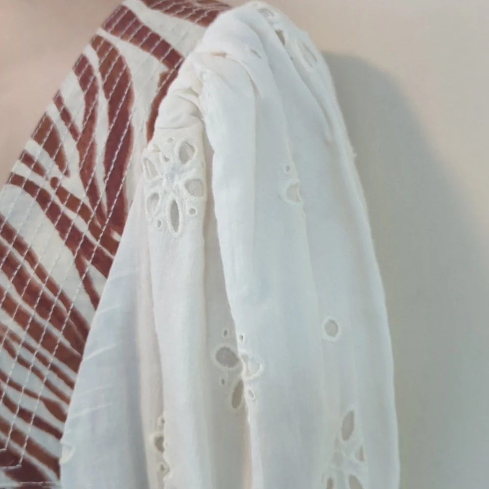 Anthropologie Love the Label Smocked Puff-Sleeve Blouse M